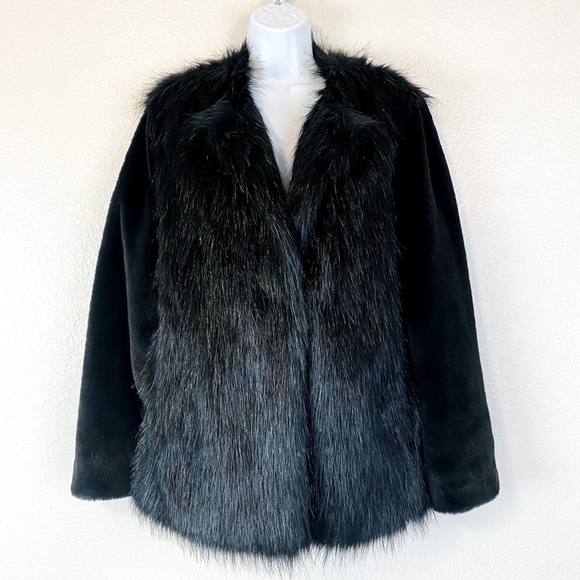 Wendy Williams Collection Black Faux Fur Coat Size M - Picture 1 of 8